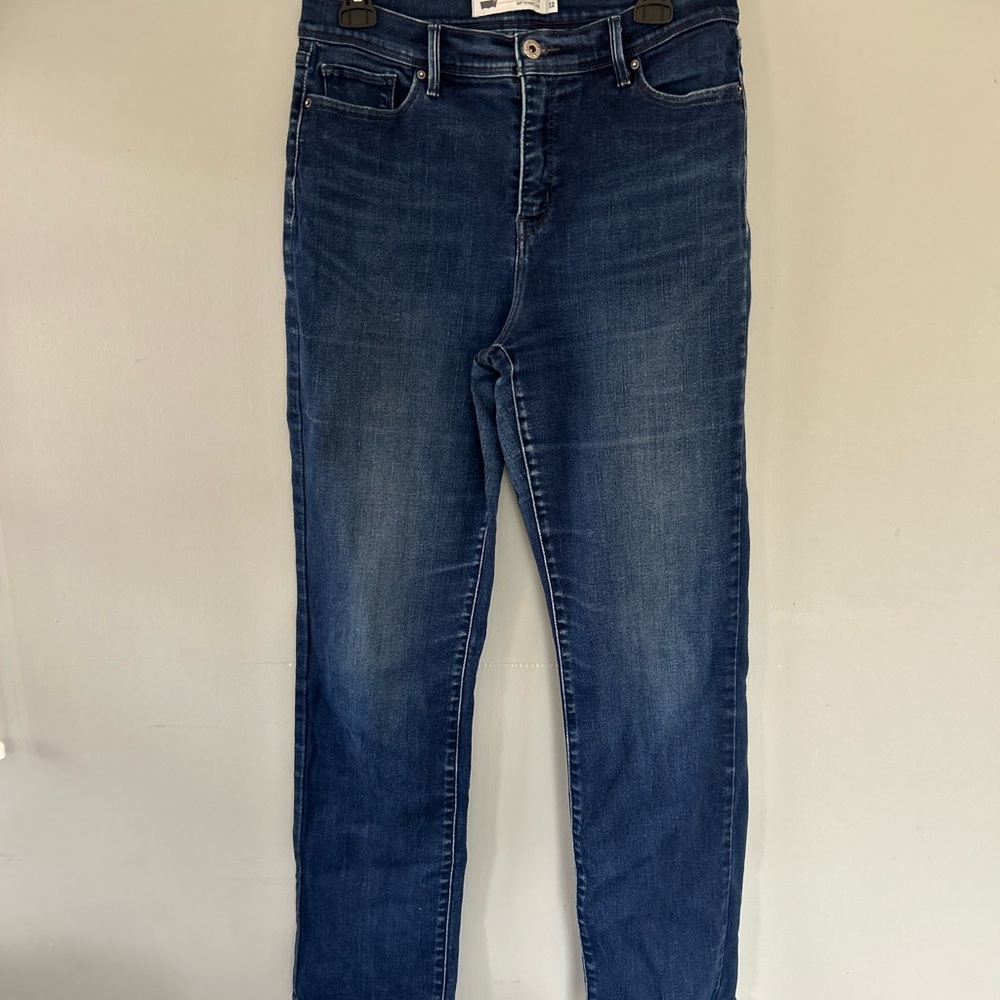Levis 512 Womens Perfectly Slimming Dark Wash BLUE Stretch Legging Jeans SIZE 12